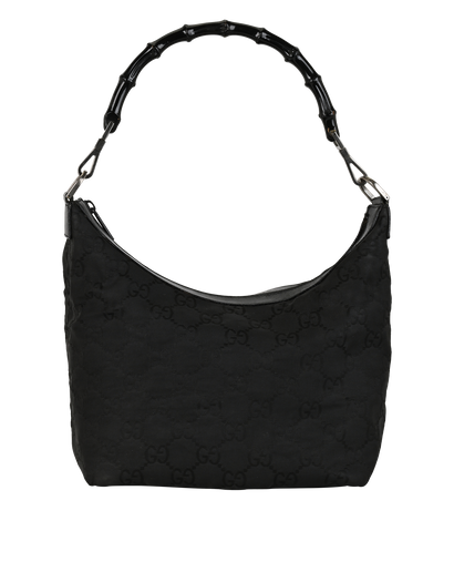 GG Bamboo Hobo, &pound;295, Handbags, Black, Nylon, Front view